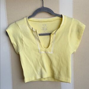 Yellow Ribbed Crop Top